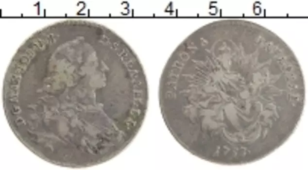 Монета 1/2 талера Баварии 1753 года Серебро Максимилиан Иосиф