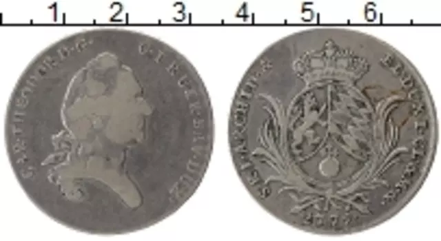 Монета 1/2 талера Баварии 1779 года Серебро