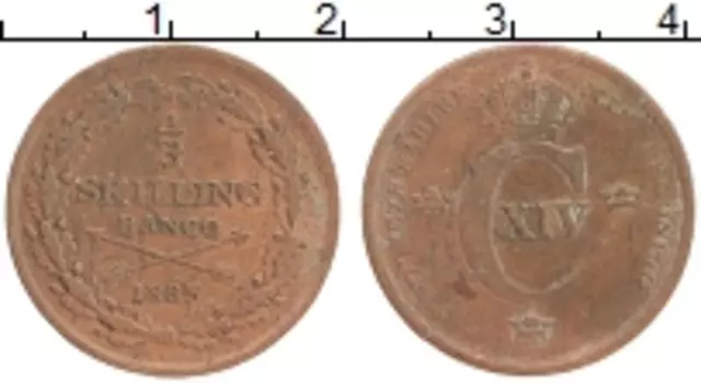 Монета 1/3 скиллинга Швеции 1835 года Медь Карл XIV Юхан