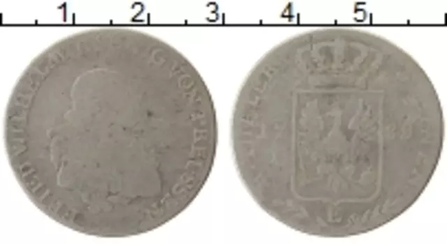 Монета 1/3 талера Пруссии 1789 года Серебро Е Фридрих Вильгельм