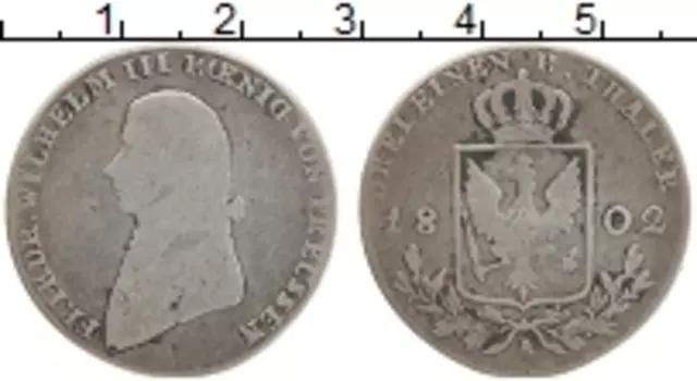 Монета 1/3 талера Пруссии 1802 года Серебро А Фридрих Вильгельм III