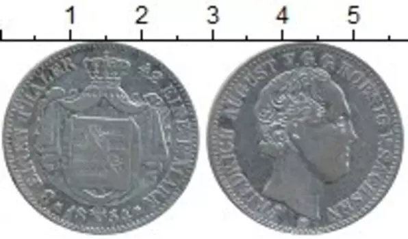 Монета 1/3 талера Саксонии 1854 года Серебро Фридрих Август