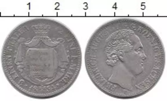 Монета 1/3 талера Саксонии 1854 года Серебро Фридрих Август