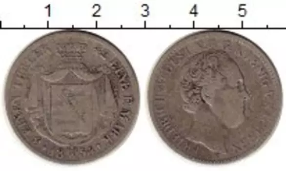 Монета 1/3 талера Саксонии 1854 года Серебро Фридрих Август