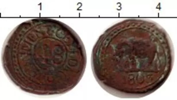 Монета 1/48 риксдоллара Цейлона 1803 года Медь Британская колония