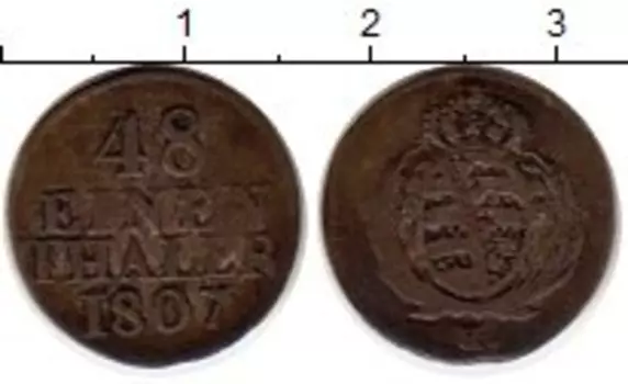 Монета 1/48 талера Саксонии 1807 года Серебро