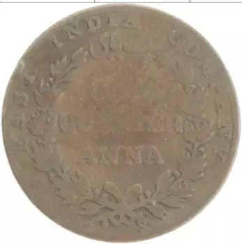 Монета 1/4 анны Индии 1835 года Медь Восточно-Индийская компания
