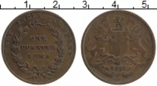 Монета 1/4 анны Индии 1835 года Медь Восточно-Индийская компания