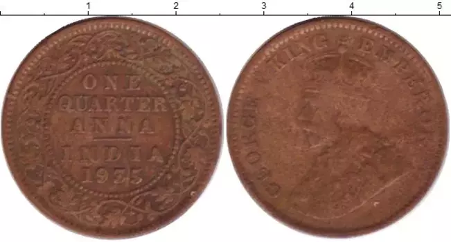 Монета 1/4 анны Индии 1935 года Бронза Георг V
