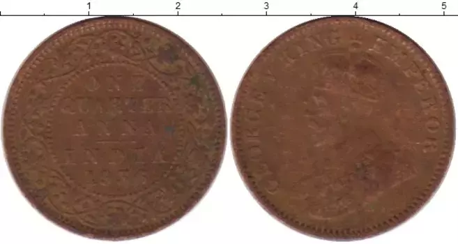 Монета 1/4 анны Индии 1936 года Бронза Георг V