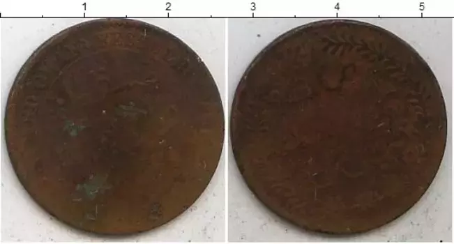 Монета 1/4 анны Маскат и Омана 1897 года Медь