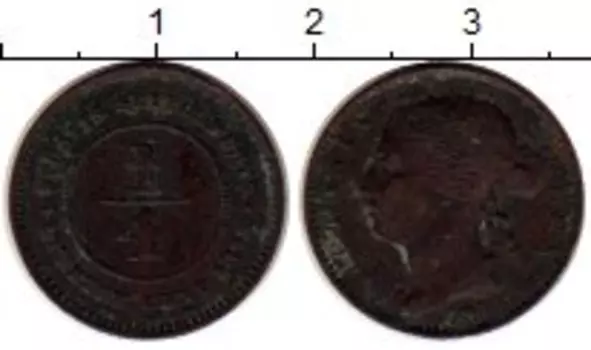 Монета 1/4 цента Стрейтс-Сеттльмента 1872 года Медь Виктория