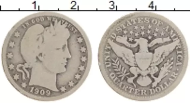 Монета 1/4 доллара Америки 1909 года Серебро