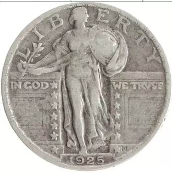 Монета 1/4 доллара Америки 1925 года Серебро
