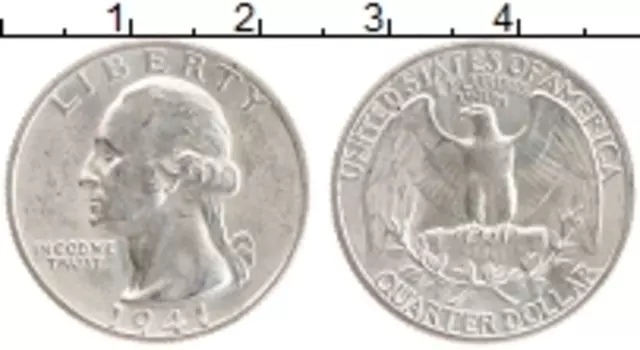 Монета 1/4 доллара Америки 1941 года Серебро Джордж Вашингтон
