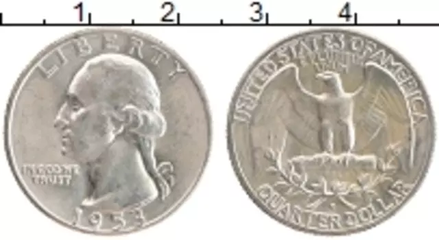 Монета 1/4 доллара Америки 1953 года Серебро Джордж Вашингтон