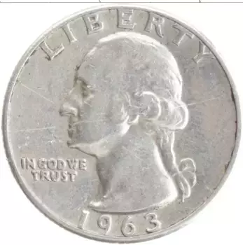 Монета 1/4 доллара Америки 1963 года Серебро Джордж Вашингтон