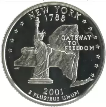 Монета 1/4 доллара Америки 2001 года Серебро S