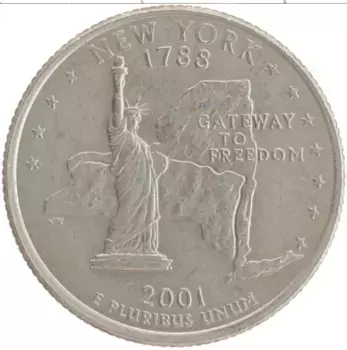 Монета 1/4 доллара Америки 2001 года Медно-никель D
