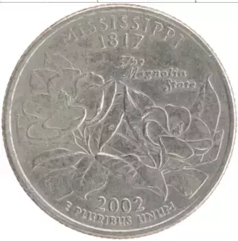 Монета 1/4 доллара Америки 2002 года Медно-никель Штат Миссисиппи D