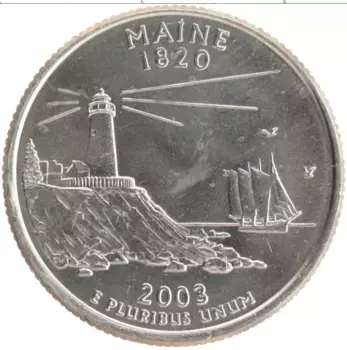 Монета 1/4 доллара Америки 2003 года Медно-никель Штат Мэн Р