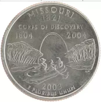 Монета 1/4 доллара Америки 2003 года Медно-никель Штат Миссури D