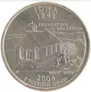 Монета 1/4 доллара Америки 2004 года Медно-никель Штат Айова