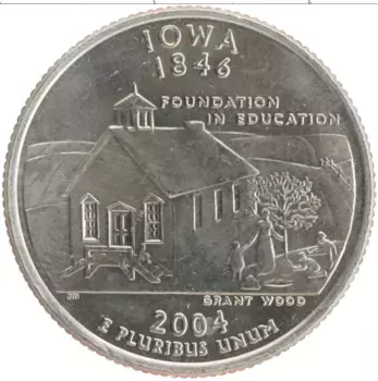 Монета 1/4 доллара Америки 2004 года Медно-никель Штат Айова