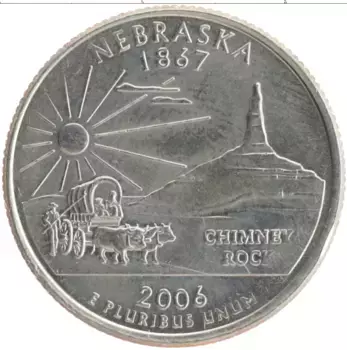 Монета 1/4 доллара Америки 2006 года Медно-никель Штат Небраска