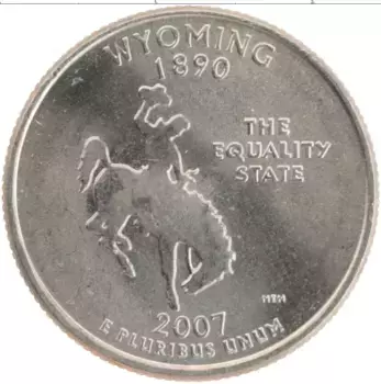 Монета 1/4 доллара Америки 2007 года Медно-никель P Вайоминг 1890