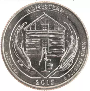 Монета 1/4 доллара Америки 2015 года Медно-никель D Хоумстед