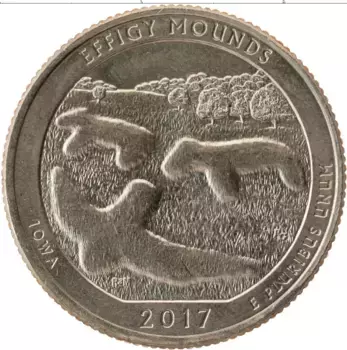 Монета 1/4 доллара Америки 2017 года Медно-никель P, Национальный памятник Эффиджи-Маундз
