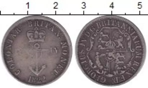 Монета 1/4 доллара Индии 1822 года Серебро Георг IV