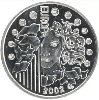 Монета 1/4 евро Франции 2002 года Серебро Переход на Евро