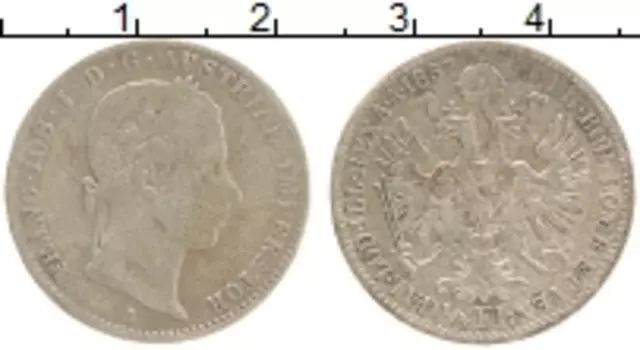 Монета 1/4 флорина Австрии 1857 года Серебро Франс Иосиф I