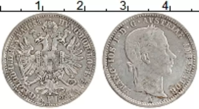 Монета 1/4 флорина Австрии 1858 года Серебро А Франц Иосиф I