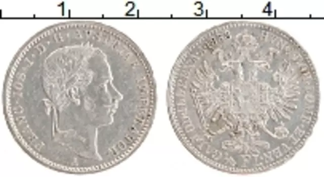 Монета 1/4 флорина Австрии 1858 года Серебро Франс Иосиф I