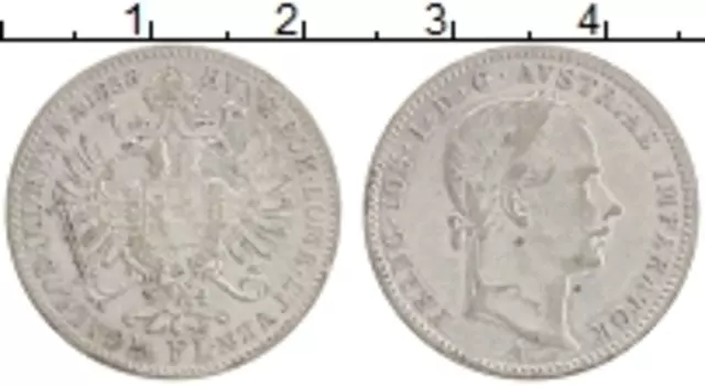 Монета 1/4 флорина Австрии 1858 года Серебро Франс Иосиф I