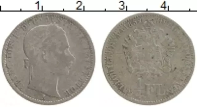 Монета 1/4 флорина Австрии 1859 года Серебро А