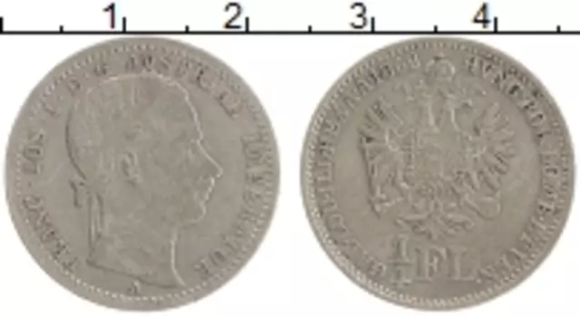 Монета 1/4 флорина Австрии 1862 года Серебро Франс Иосиф I