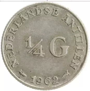 Монета 1/4 гульдена Антильских островов 1962 года Серебро Юлиана