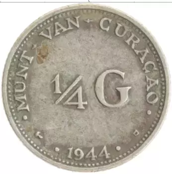Монета 1/4 гульдена Кюрасао 1944 года Серебро Вильгельмина