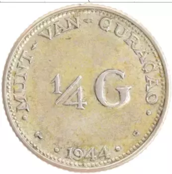 Монета 1/4 гульдена Кюрасао 1944 года Серебро Вильгельмина