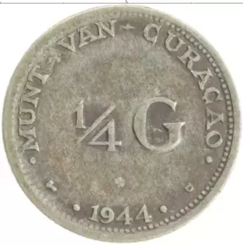 Монета 1/4 гульдена Кюрасао 1944 года Серебро Вильгельмина