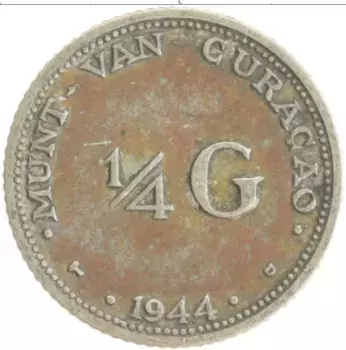 Монета 1/4 гульдена Кюрасао 1944 года Серебро Вильгельмина