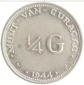 Монета 1/4 гульдена Кюрасао 1944 года Серебро Вильгельмина