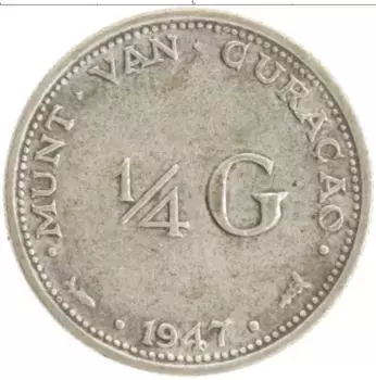 Монета 1/4 гульдена Кюрасао 1947 года Серебро Вильгельмина