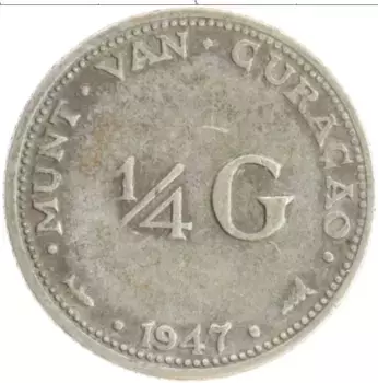 Монета 1/4 гульдена Кюрасао 1947 года Серебро Вильгельмина