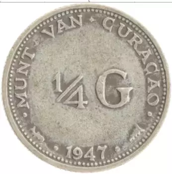 Монета 1/4 гульдена Кюрасао 1947 года Серебро Вильгельмина