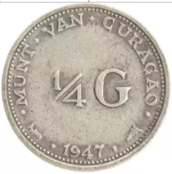 Монета 1/4 гульдена Кюрасао 1947 года Серебро Вильгельмина